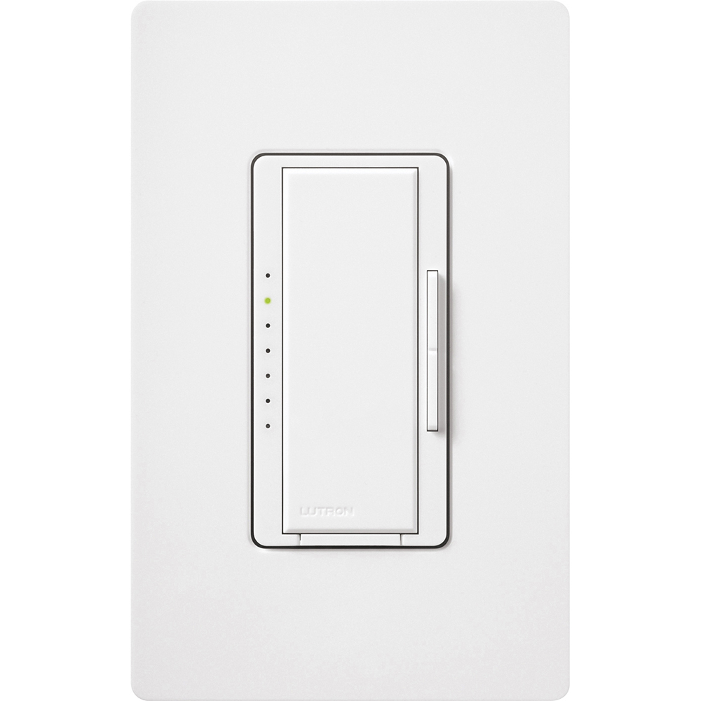 MALV-1000-WH Maestro MLV Dimmer Switch, 800W, 1000VA, 1 Pole/Multi-Location, No Neutral Required, 120V, White