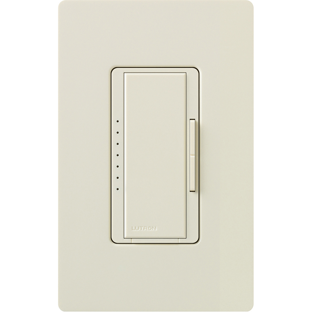 MALV-600-LA Maestro MLV Dimmer Switch, 450W, 600VA, 1 Pole/Multi-Location, No Neutral Required, 120V, Light Almond