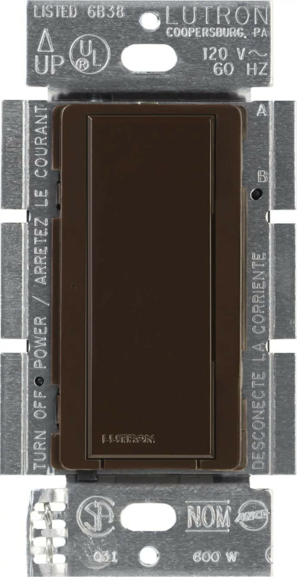 MA-S8AM-BR Maestro 8 Amp Electronic Switch, Neutral Required, 950W Lighting/3 Amp Fan, 120V, 1 Pole/3-Way, Brown