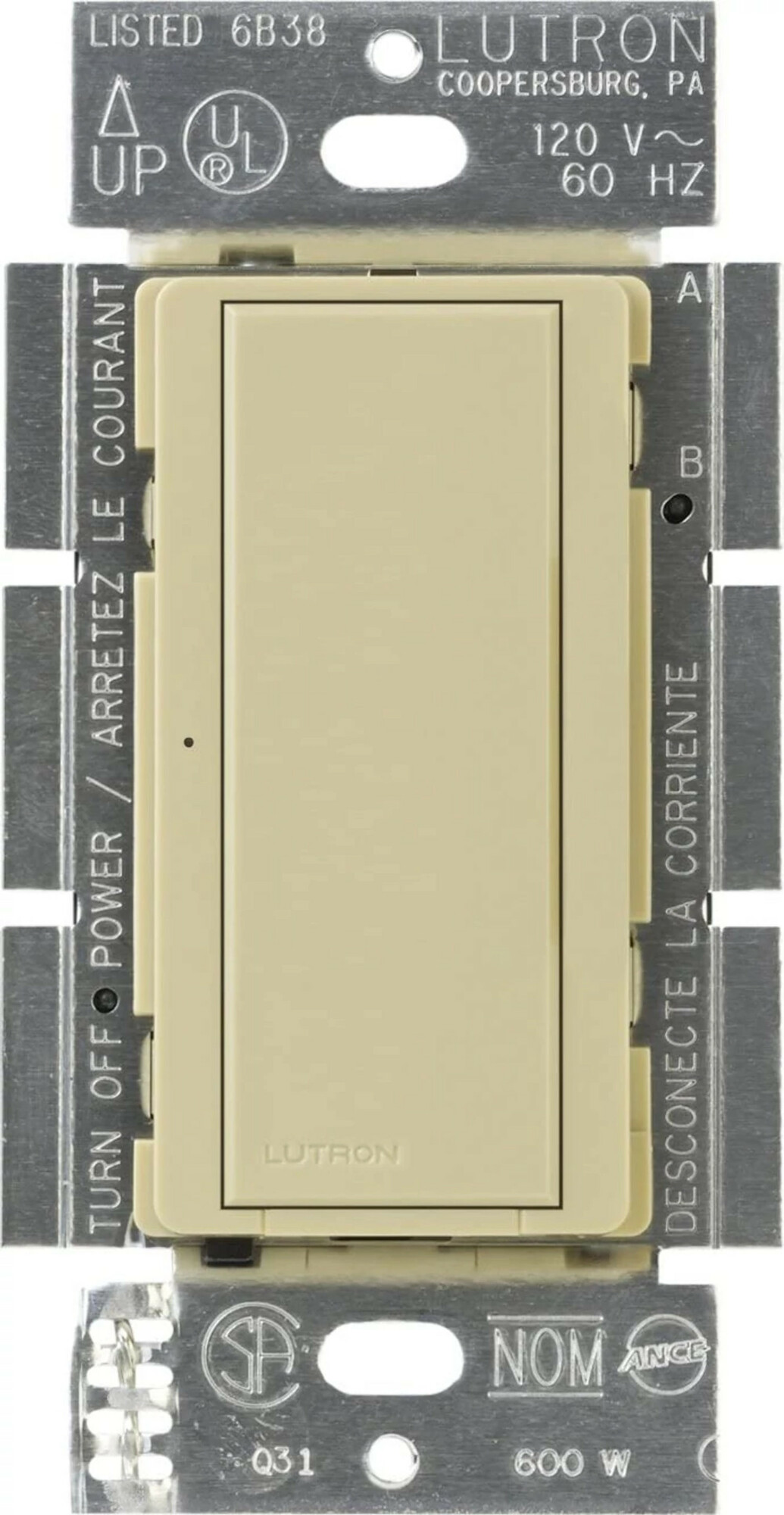 MA-S8AM-IV Maestro 8 Amp Electronic Switch, Neutral Required, 950W Lighting/3 Amp Fan, 120V, 1 Pole/3-Way, Ivory