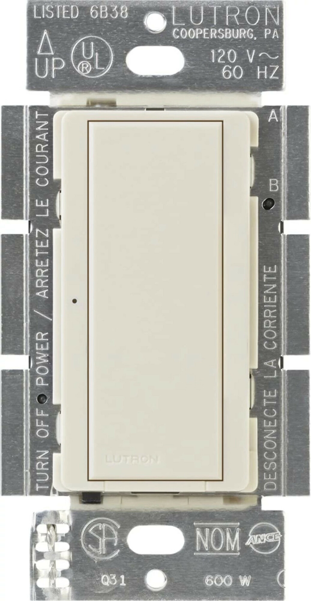 MA-S8AM-LA Maestro 8 Amp Electronic Switch, Neutral Required, 950W Lighting/3 Amp Fan, 120V, 1 Pole/3-Way, Light Almond