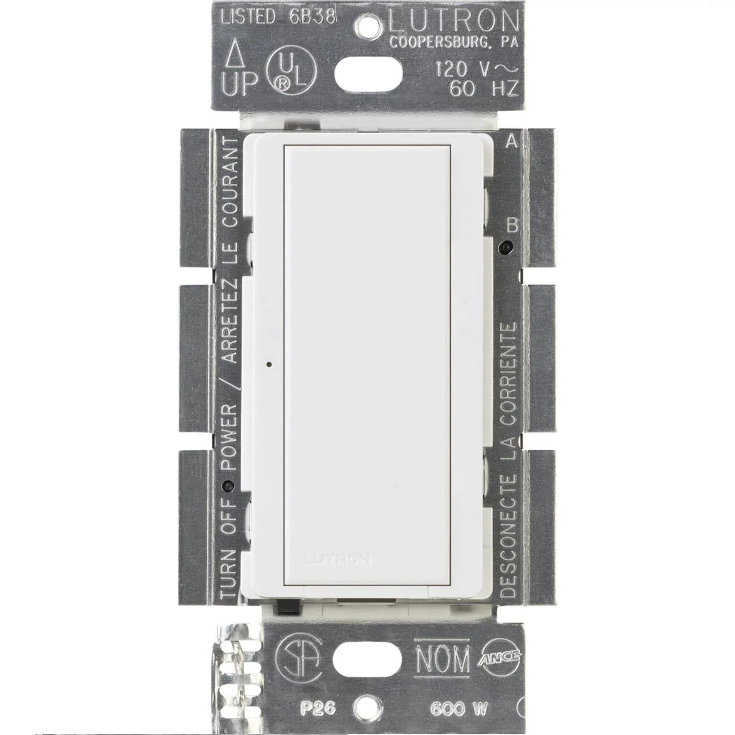 MA-S8AM-WH Maestro 8 Amp Electronic Switch, Neutral Required, 950W Lighting/3 Amp Fan, 120V, 1 Pole/3-Way, White