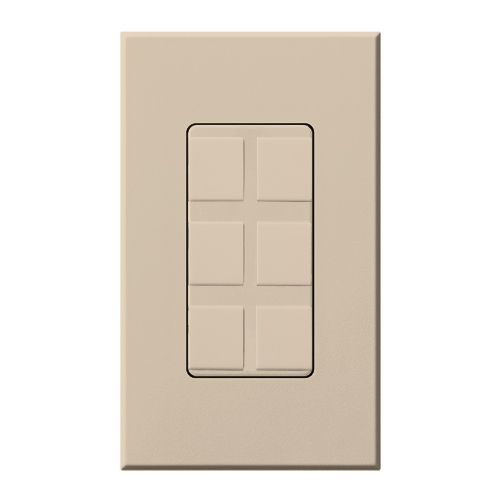 NT-6PF-TP Nova T 6-Port Frame with Wall Plate, Field Customizable, Fits Architectural-Style Wall Plates, Taupe