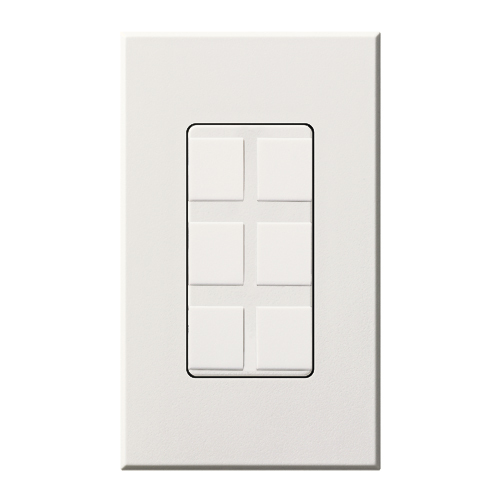 NT-6PF-WH Nova T 6-Port Frame with Wall Plate, Field Customizable, Fits Architectural-Style Wall Plates, White