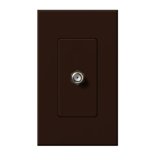 NT-CJ-BR Nova T Coaxial Cable Jack with 1 Gang Wall Plate, F-Style, 75 Ohm Cable, Fits Architectural-Style Wall Plates, Brown