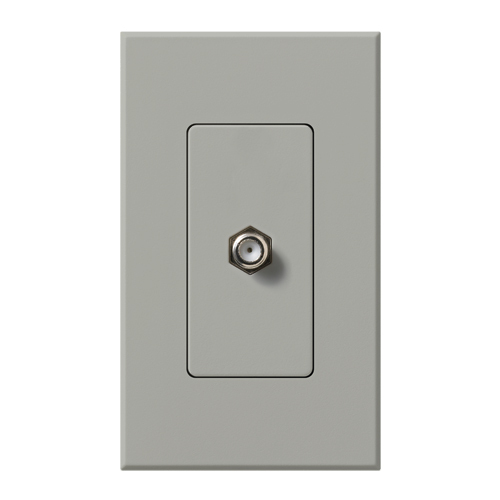 NT-CJ-GR Nova T Coaxial Cable Jack with 1 Gang Wall Plate, F-Style, 75 Ohm Cable, Fits Architectural-Style Wall Plates, Gray
