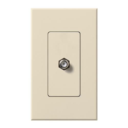 NT-CJ-LA Nova T Coaxial Cable Jack with 1 Gang Wall Plate, F-Style, 75 Ohm Cable, Fits Architectural-Style Wall Plates, Light Almond