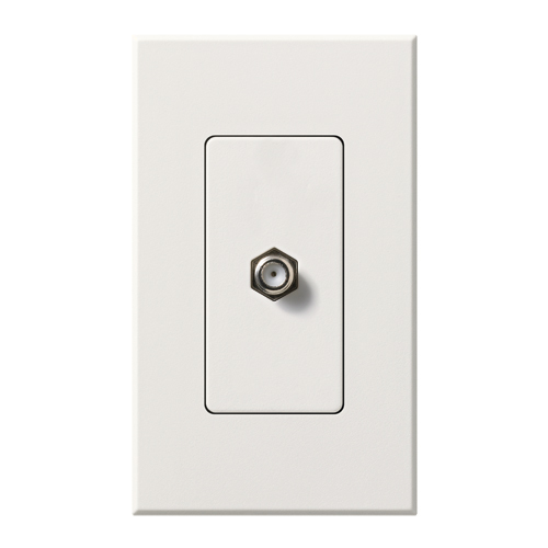 NT-CJ-WH Nova T Coaxial Cable Jack with 1 Gang Wall Plate, F-Style, 75 Ohm Cable, Fits Architectural-Style Wall Plates, White