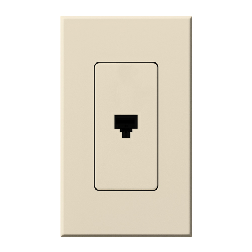 NT-PJ-LA Architectural Telephone Jack with 1 Gang Wall Plate, 6-Conductor, RJ11, Matte, Light Almond