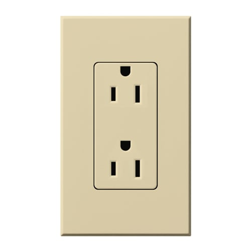 NTR-15-IV Architectural Duplex Receptacle with Wall Plate, 15 Amp, 125V, Matte, Ivory