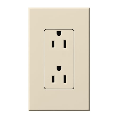 NTR-15-LA Architectural Duplex Receptacle with Wall Plate, 15 Amp, 125V, Matte, Light Almond