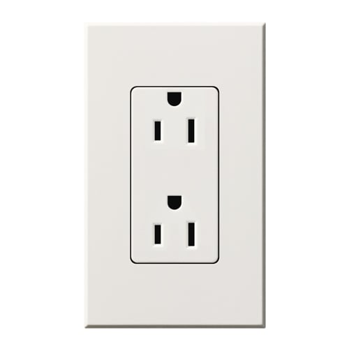 NTR-15-WH Architectural Duplex Receptacle with Wall Plate, 15 Amp, 125V, Matte, White