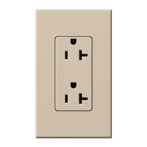 NTR-20-TP Architectural Duplex Receptacle with Wall Plate, 20 Amp, 125V, Matte, Taupe
