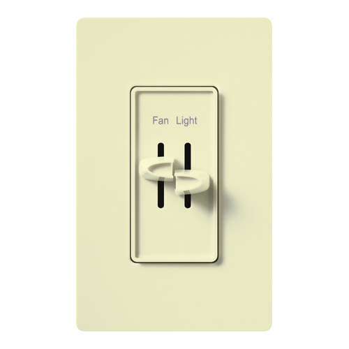 S2-LF-AL Skylark Dual Dimmer Switch and Fully Variable Fan Control, 300W Incandescent/Halogen and 2.5 Amp Fan, No Neutral Required, Almond