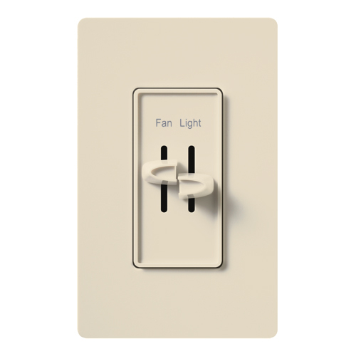 S2-LF-LA Skylark Dual Dimmer Switch and Fully Variable Fan Control, 300W Incandescent/Halogen and 2.5 Amp Fan, No Neutral Required, Light Almond