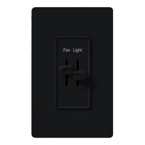 S2-LFSQ-BL Skylark Dual Dimmer Switch and 3-Speed Fan Control, 300W Incandescent/Halogen, 1.5 Amp Fan, No Neutral Required, Black
