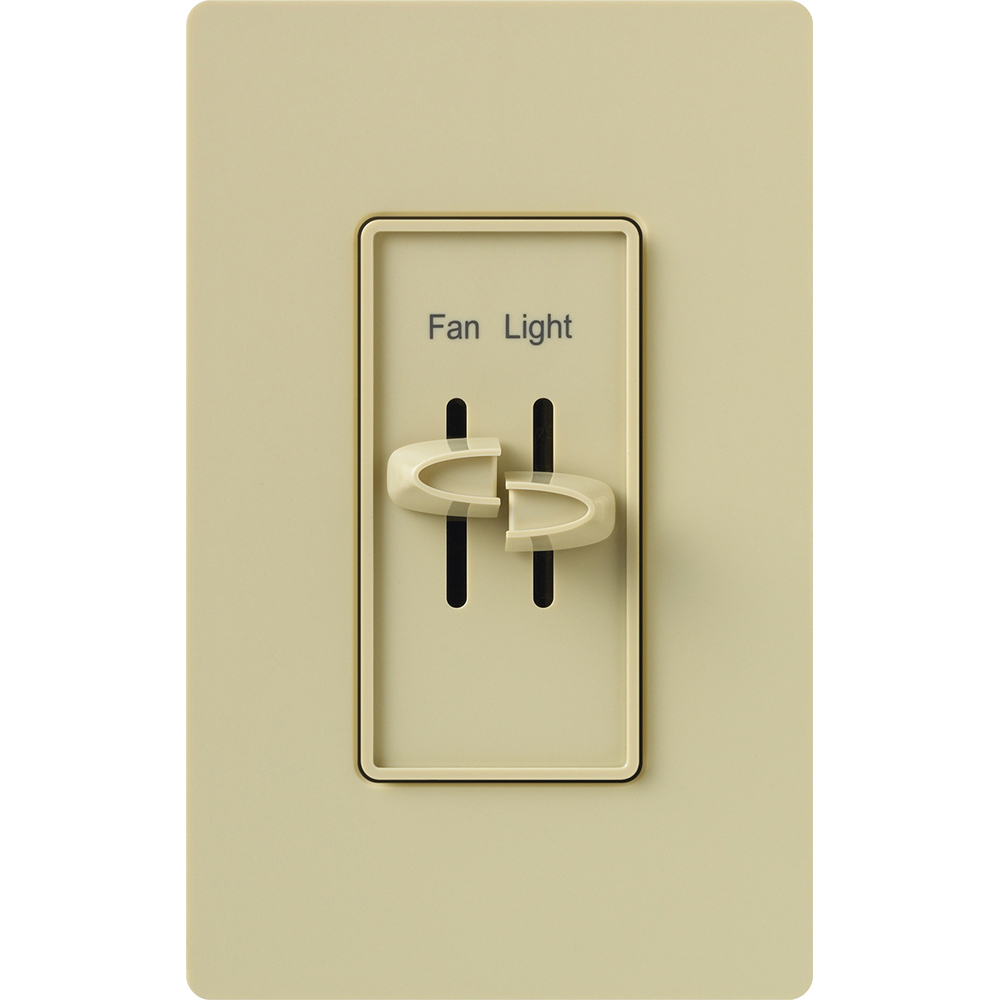 S2-LFSQH-IV Skylark Dual Dimmer Switch and 3-Speed Fan Control, 300W Incandescent/Halogen, 1.5 Amp Fan, No Neutral Required, Ivory