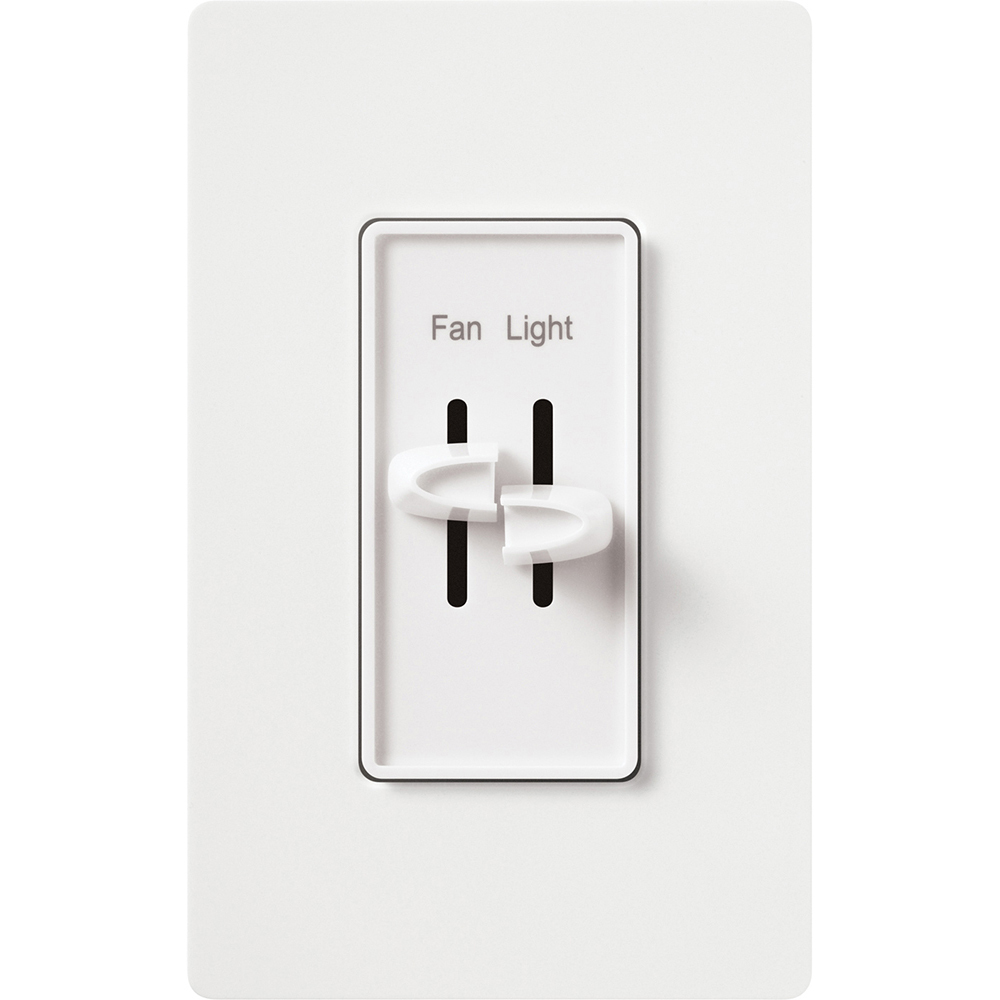 S2-LFSQH-WH Skylark Dual Dimmer Switch and 3-Speed Fan Control, 300W Incandescent/Halogen, 1.5 Amp Fan, No Neutral Required, White