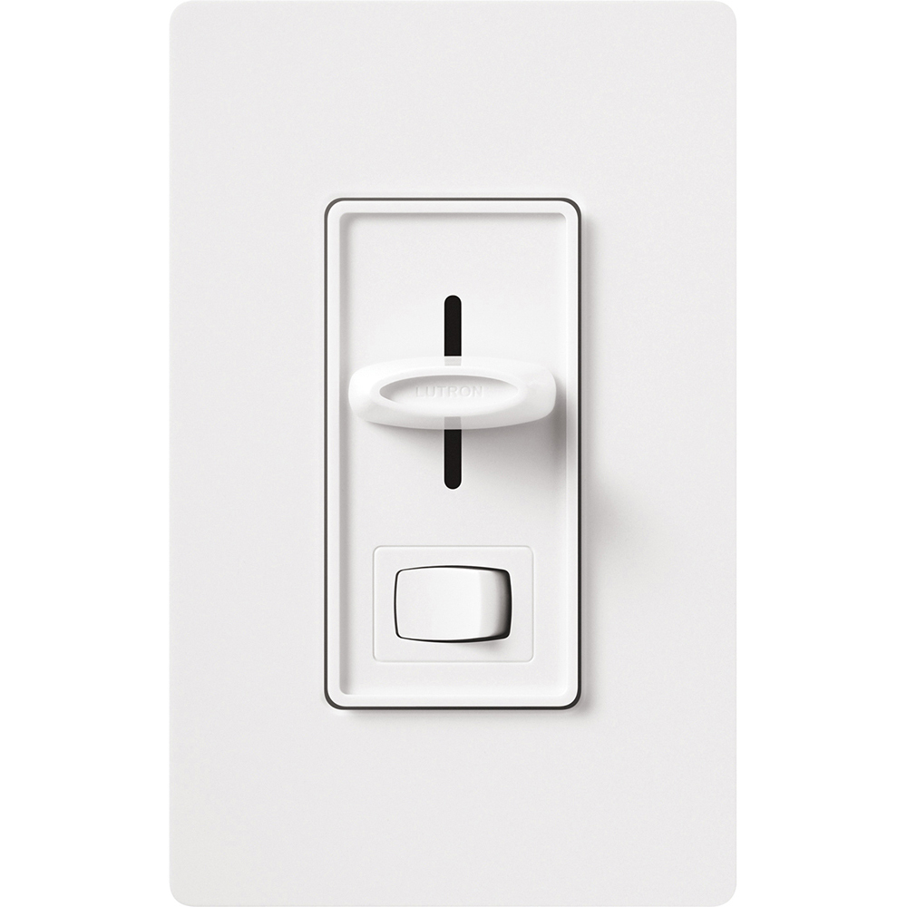 S-600P-WH Skylark Designer Style Dimmer Switch, 120 VAC, 1 Poles, Slide-to-Bright/Dim/On/Off Operation, White