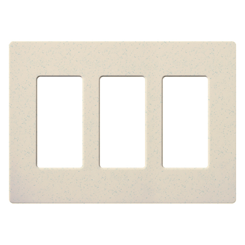 SC-3-LS Diva Satin Colors Designer Style Screwless Standard Wall Plate, 3 Gangs, 6.56 in W x 4.69 in H, Plastic, Limestone
