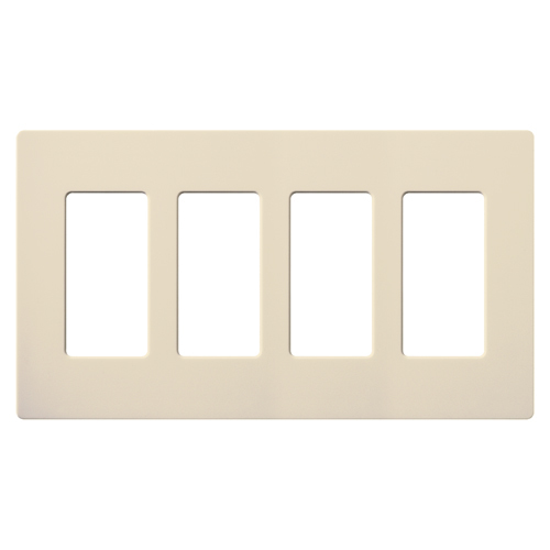 SC-4-ES Diva Satin Colors Designer Style Screwless Standard Wall Plate, 4 Gangs, 8.37 in W x 4.69 in H, Plastic, Eggshell