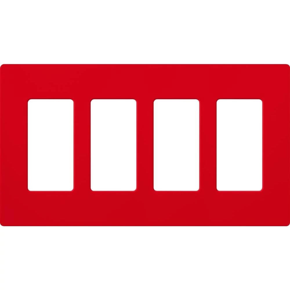 SC-4-HT Claro Wall Plate for Decorator-Style Dimmers, Switches, and Outlets, 4 Gang, Satin, Hot