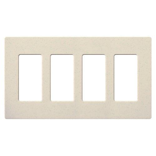 SC-4-LS Diva Satin Colors Designer Style Screwless Standard Wall Plate, 4 Gangs, 8.37 in W x 4.69 in H, Plastic, Limestone