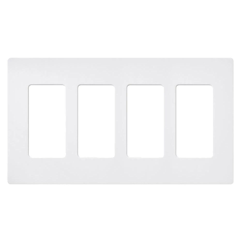 SC-4-SW Claro Wall Plate for Decorator-Style Dimmers, Switches, and Outlets, 4 Gang, Satin, Snow