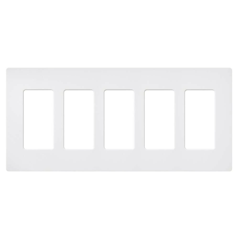 SC-5-SW Claro Wall Plate for Decorator-Style Dimmers, Switches, and Outlets, 5 Gang, Satin, Snow