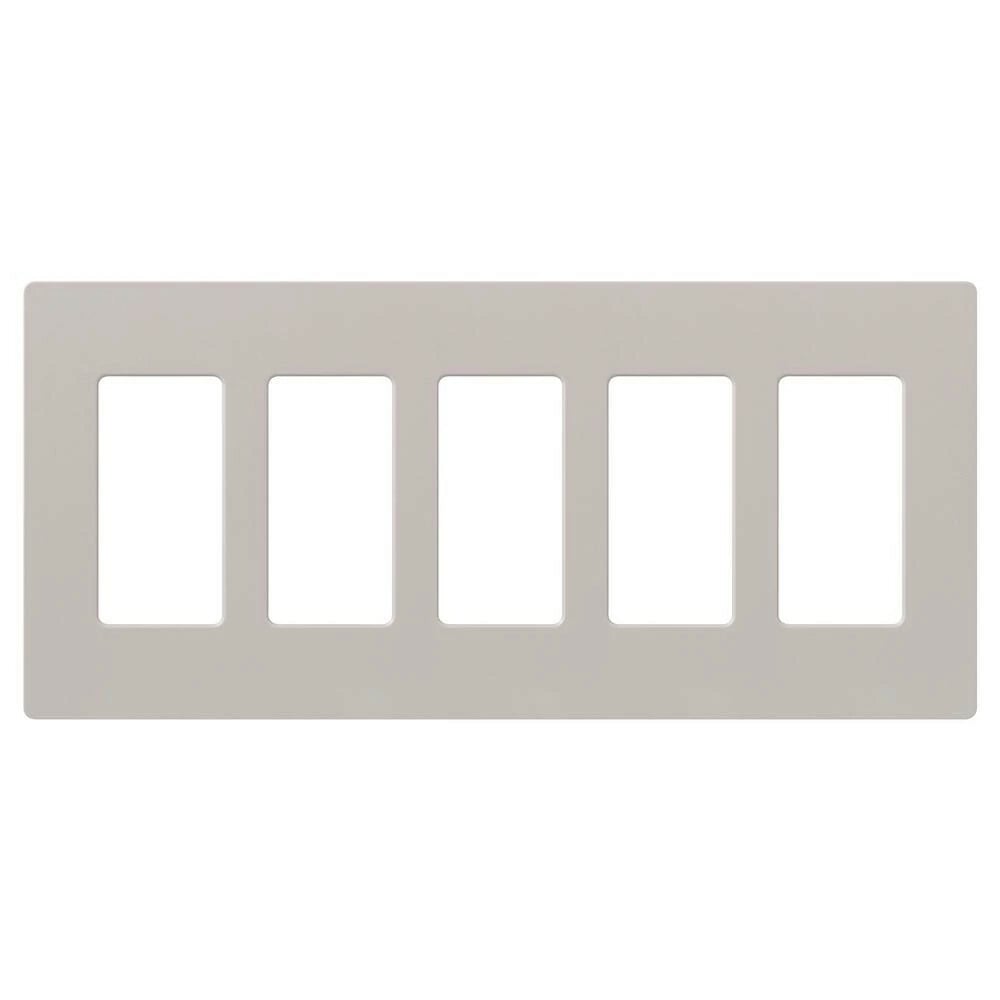 SC-5-TP Claro Wall Plate for Decorator-Style Dimmers, Switches, and Outlets, 5 Gang, Satin, Taupe