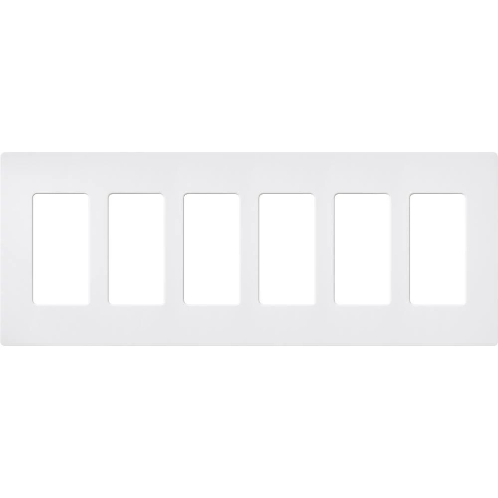 SC-6-SW Claro Wall Plate for Decorator-Style Dimmers, Switches, and Outlets, 6 Gang, Satin, Snow