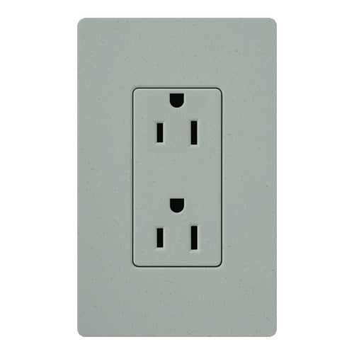 SCR-15-BG Satin Colors Designer Style Grounding Duplex Receptacle, 125 VAC, 15 A, 2 Poles, 3 Wires, Bluestone
