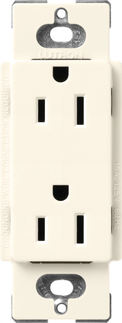 SCR-15-BI Claro Duplex Receptacle, Decorator-Style Outlet, 15 Amp, Satin, Biscuit