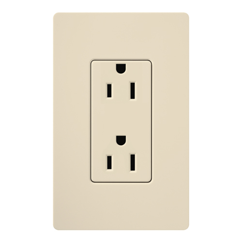 SCR-15-ES Satin Colors Designer Style Grounding Duplex Receptacle, 125 VAC, 15 A, 2 Poles, 3 Wires, Eggshell