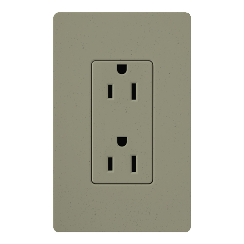 SCR-15-GB Satin Colors Designer Style Grounding Duplex Receptacle, 125 VAC, 15 A, 2 Poles, 3 Wires, Greenbriar