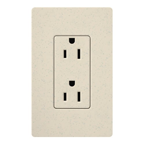 SCR-15-LS Satin Colors Designer Style Grounding Duplex Receptacle, 125 VAC, 15 A, 2 Poles, 3 Wires, Limestone