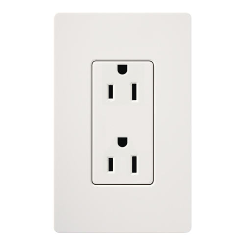 SCR-15-SW Claro Duplex Receptacle, Decorator-Style Outlet, 15 Amp, Satin, Snow