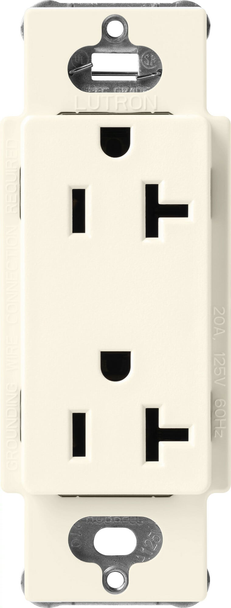 SCR-20-BI Claro Duplex Receptacle, Decorator-Style Outlet, 20 Amp, Satin, Biscuit