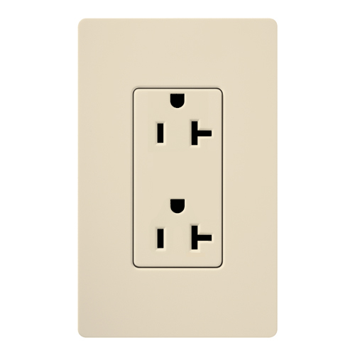 SCR-20-ES Satin Colors Designer Style Grounding Duplex Receptacle, 125 VAC, 20 A, 2 Poles, 3 Wires, Eggshell