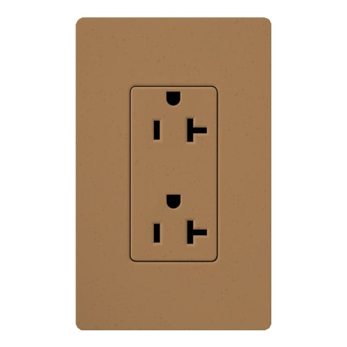 SCR-20-TC Satin Colors Designer Style Grounding Duplex Receptacle, 125 VAC, 20 A, 2 Poles, 3 Wires, Terracotta