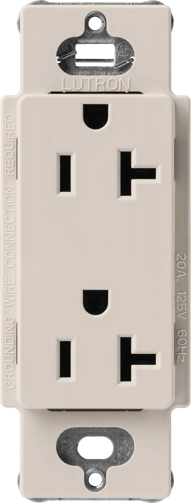 SCR-20-TP Claro Duplex Receptacle, Decorator-Style Outlet, 20 Amp, Satin, Taupe