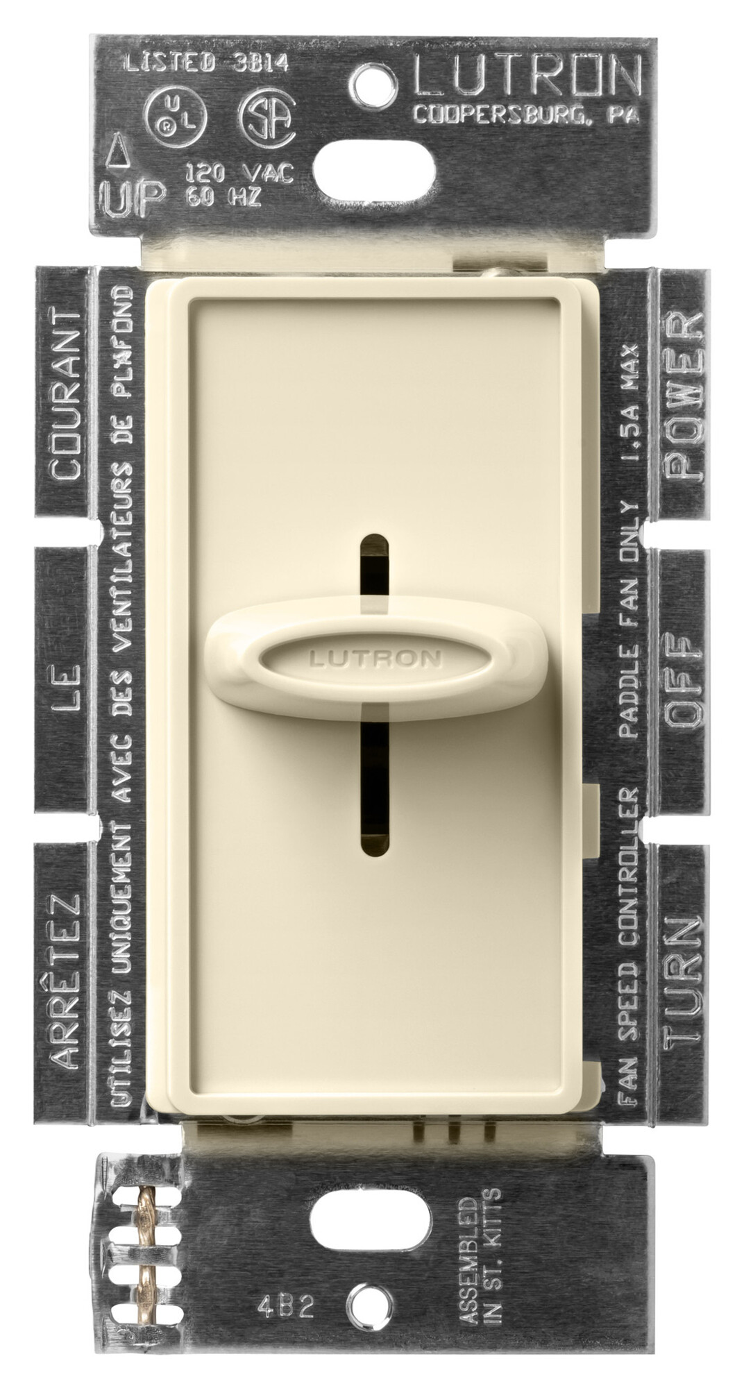 SFSQ-F-AL Skylark Quiet 3-Speed Fan Control, No Neutral Required, 1.5 Amp Ceiling Fan, 120V, 1 Pole/3-Way, Almond