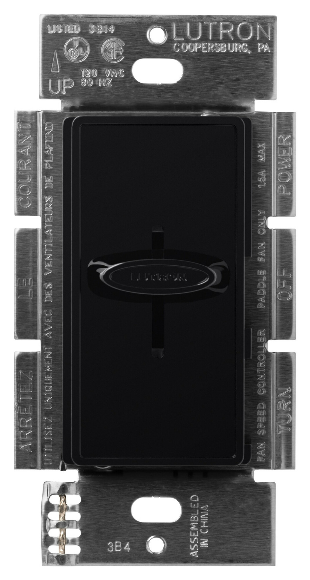 SFSQ-F-BL Skylark Quiet 3-Speed Fan Control, No Neutral Required, 1.5 Amp Ceiling Fan, 120V, 1 Pole/3-Way, Black