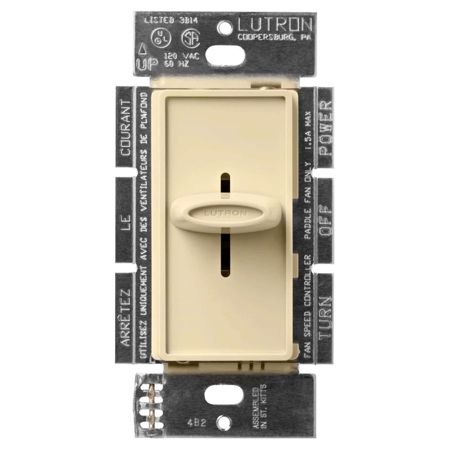 SFSQ-F-IV Skylark Quiet 3-Speed Fan Control, No Neutral Required, 1.5 Amp Ceiling Fan, 120V, 1 Pole/3-Way, Ivory