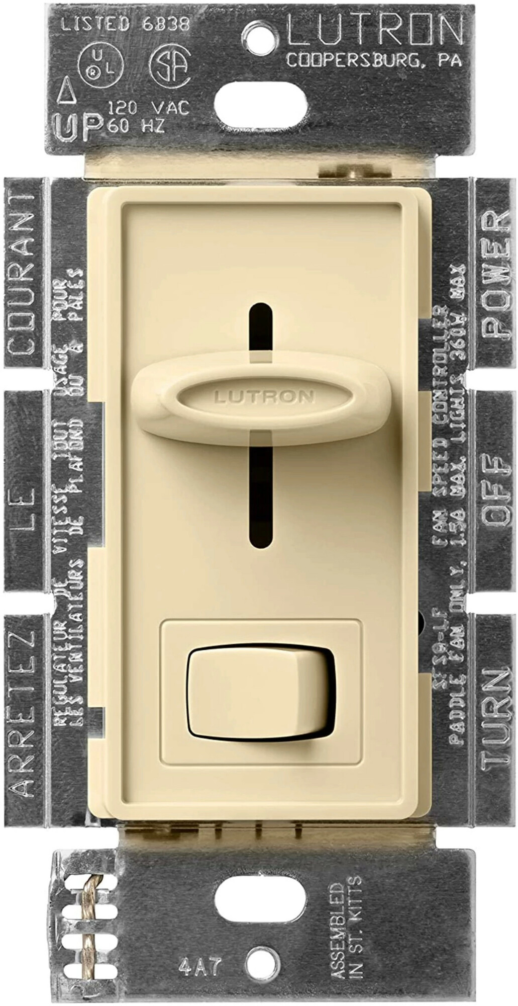 SFSQ-LF-IV Skylark Dual Fan and Light Control, 1.5 Amp Fan and 300W Incandescent/Halogen Light, 120V, 1 Pole, Ivory