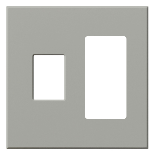 VWP-2CR-GR Architectural Wall Plate for Nova T Dimmer/Switch on Left and Accessory on Right, 2 Gang, Matte, Gray