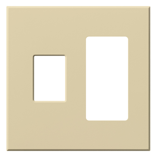 VWP-2CR-IV Architectural Wall Plate for Nova T Dimmer/Switch on Left and Accessory on Right, 2 Gang, Matte, Ivory