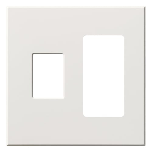 VWP-2CR-WH Architectural Wall Plate for Nova T Dimmer/Switch on Left and Accessory on Right, 2 Gang, Matte, White