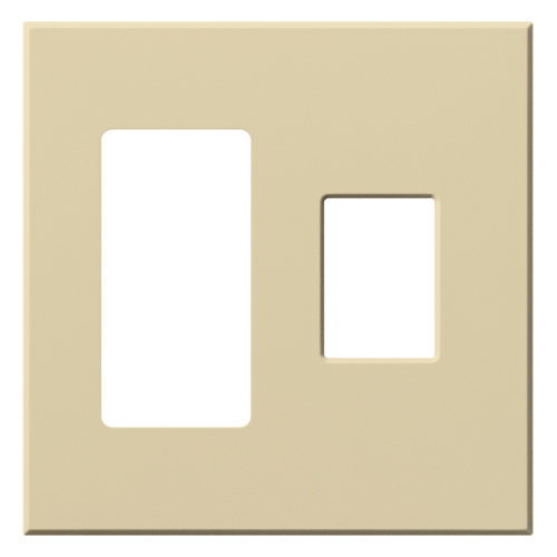 VWP-2RC-IV Architectural Wall Plate for Accessory on Left and Nova T Dimmer/Switch on Right, 2 Gang, Matte, Ivory