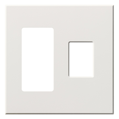 VWP-2RC-WH Architectural Wall Plate for Accessory on Left and Nova T Dimmer/Switch on Right, 2 Gang, Matte, White